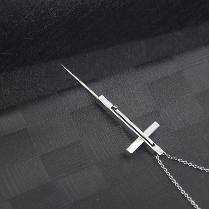 Cross EDC Retractable Pocket Knife Necklace for Personal Defense