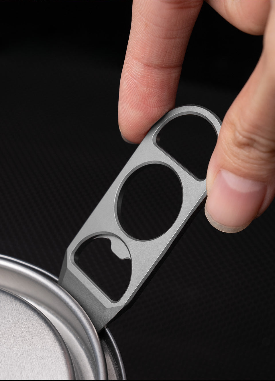 Titanium EDC Pry Bar and Bottle Opener Keychain with Mini Knuckle Tool