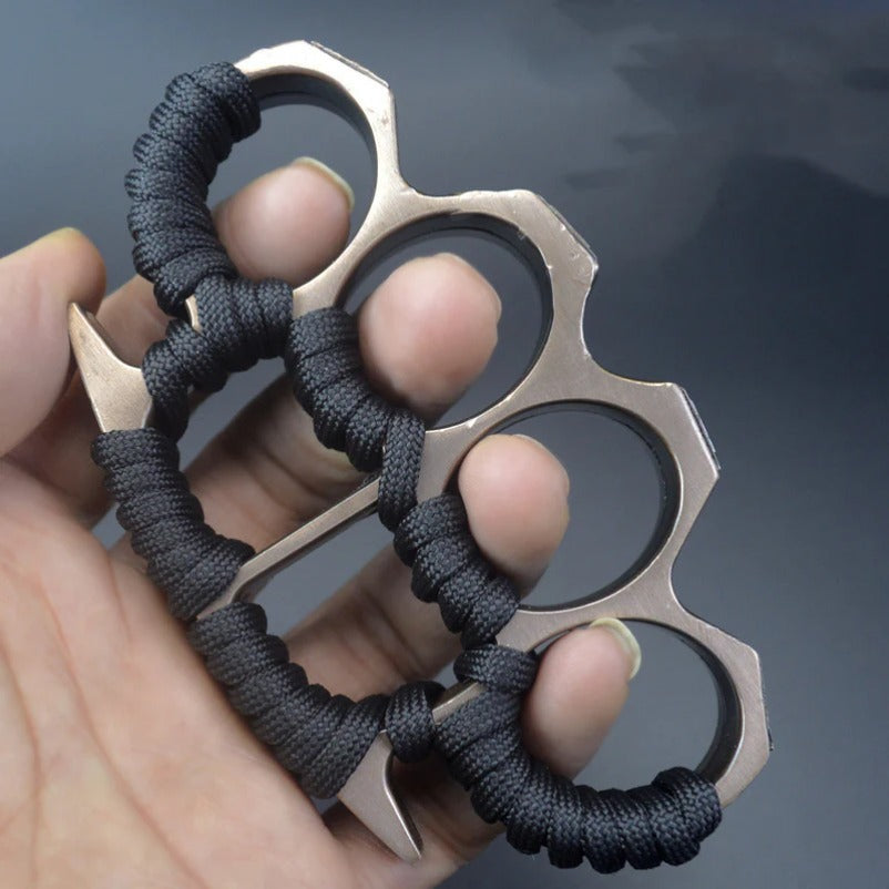 Reinforced Rope Brass Knuckle Duster Four Finger Defense Buckle Tool