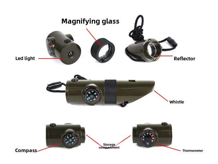 7in1 Wilderness Whistler SOS Beacon for Survival