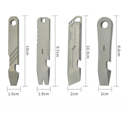 Compact Titanium Pry Bar Tool with Bottle Opener Hex Wrench and EDC Utility