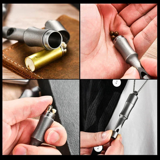 Titanium Waterproof Emergency Whistle with Storage for Multi-function Outdoor Use