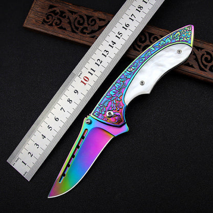 Portable Outdoor Blade with Patterned Design and Survival Multitool Function
