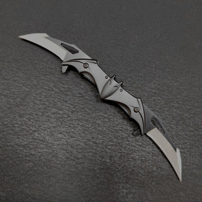 Double Blade Steel Knife with Bat Inspired Design