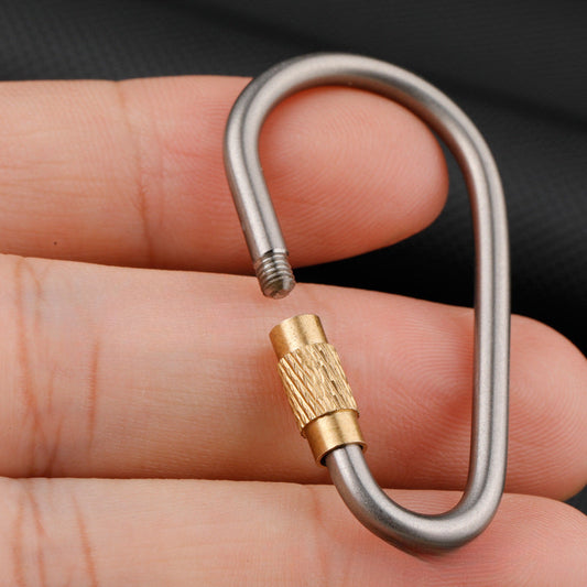 D-Shaped Titanium and Brass Carabiner Key Clip for Outdoor Use