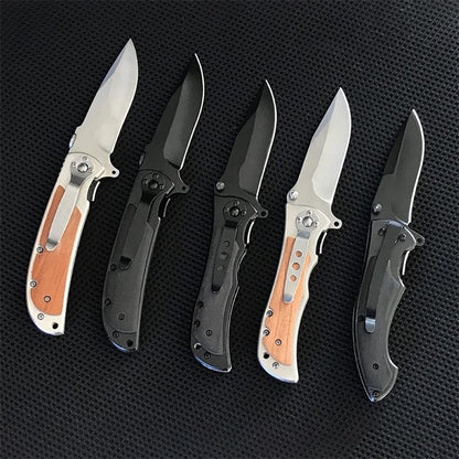 Folding Knife with Durable Wooden Handle for Everyday Self-defense