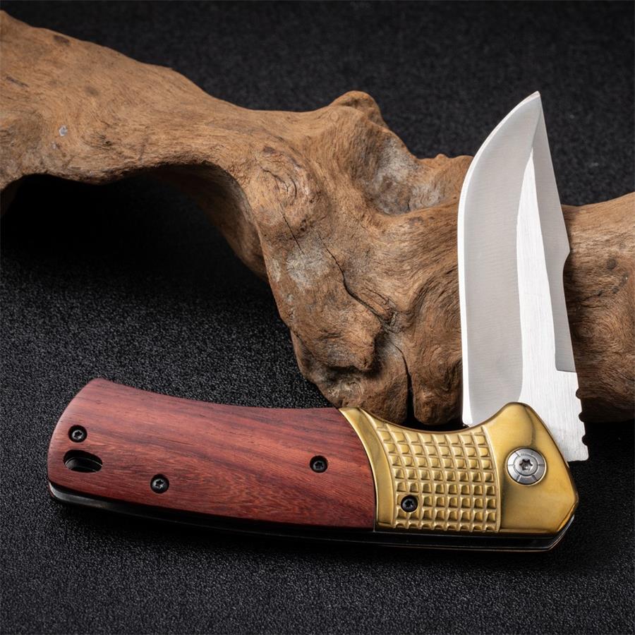Wooden Handle Folding Knife for Outdoor Adventures and Survival