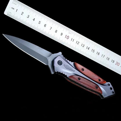 Camping Ready Wooden Handle Folding Knife for Outdoor Enthusiasts