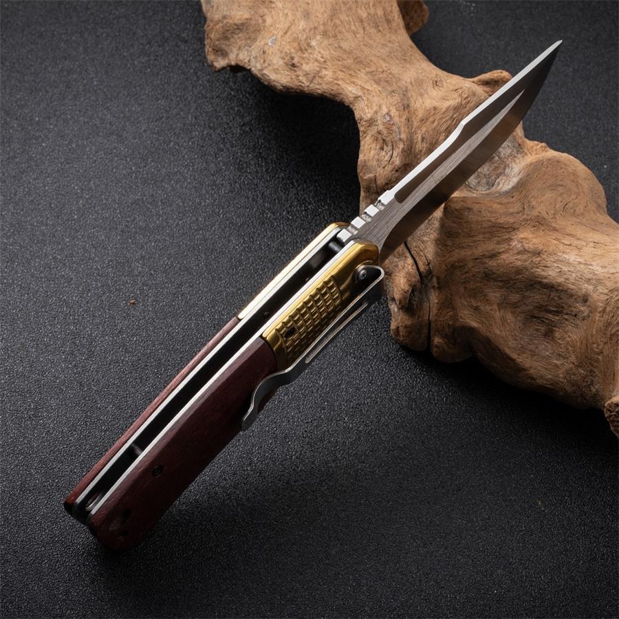Wooden Handle Folding Knife for Outdoor Adventures and Survival