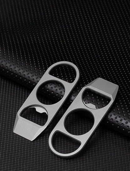 Titanium EDC Pry Bar and Bottle Opener Keychain with Mini Knuckle Tool