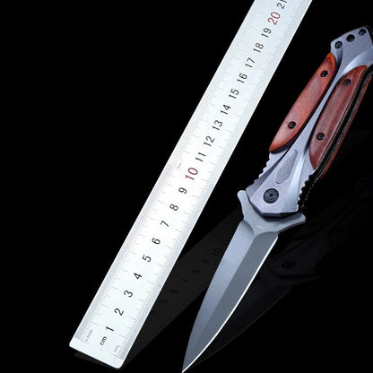 Camping Ready Wooden Handle Folding Knife for Outdoor Enthusiasts