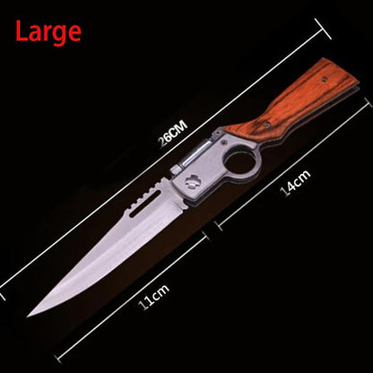 AK47-Themed Folding Knife with Elegant Wood Grain Handle