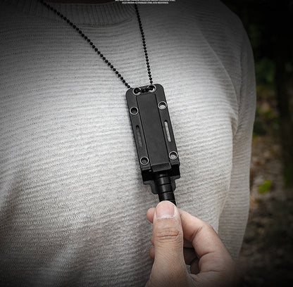 Mini Straight Knife Necklace with Built-in Multi-tool Defense Utility
