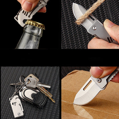 Keychain Folding Knife with Bottle Opener Function and Compact Design