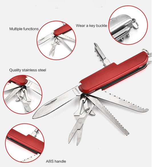 Versatile Folding Knife with Saw Scissors and Bottle Opener Multi-tool