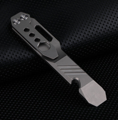 Titanium Tool with Pry Bar, Screwdriver, Bottle Opener, and Survival Wrench