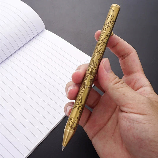 Brass Ballpoint Pen with DragonScript Engraving