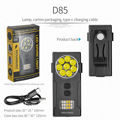 Mini Rechargeable Work Light with Magnetic Clip and Portable LED Keychain