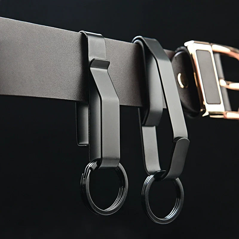 Tactical Black Steel Belt Clip Keychain for Men’s Everyday Carry