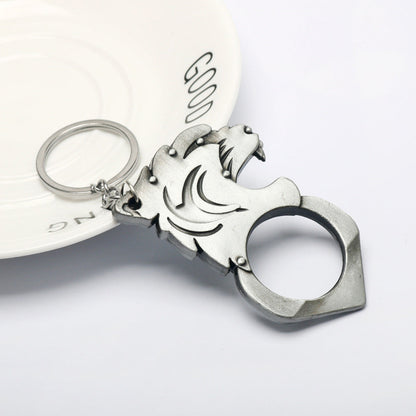 Knuckle Duster Self-defense Keychain Featuring Tiger Head