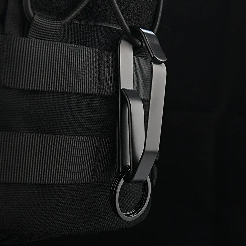 Tactical Black Steel Belt Clip Keychain for Men’s Everyday Carry