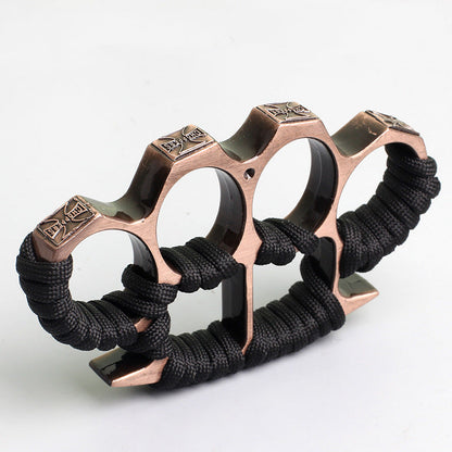 Reinforced Rope Brass Knuckle Duster Four Finger Defense Buckle Tool
