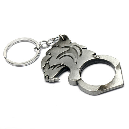 Knuckle Duster Self-defense Keychain Featuring Tiger Head