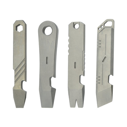 Compact Titanium Pry Bar Tool with Bottle Opener Hex Wrench and EDC Utility