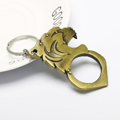 Knuckle Duster Self-defense Keychain Featuring Tiger Head