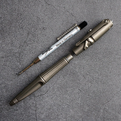 Multi-Utility Titanium Pen with Edge Defender for Tactical Use