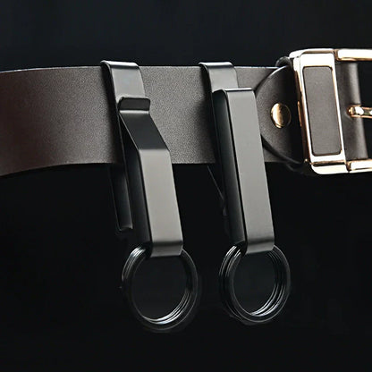 Tactical Black Steel Belt Clip Keychain for Men’s Everyday Carry