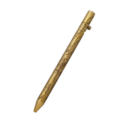 Brass Ballpoint Pen with DragonScript Engraving