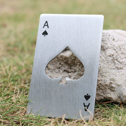 Steel Ace Card Bottle Opener for Home Bar and Beer Lifting