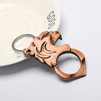 Knuckle Duster Self-defense Keychain Featuring Tiger Head