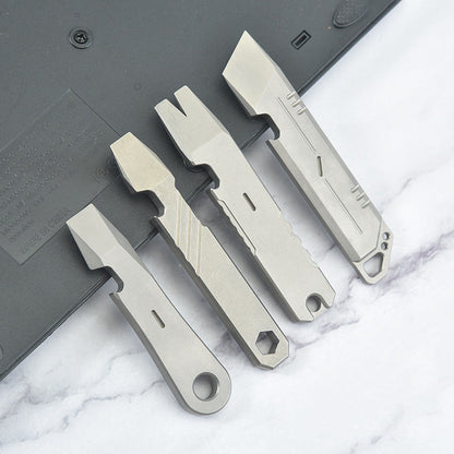Compact Titanium Pry Bar Tool with Bottle Opener Hex Wrench and EDC Utility