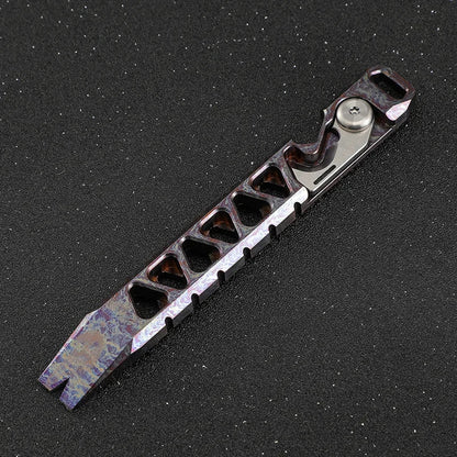 Multi-Functional Pry Bar for Outdoor Survival and Self-Defense Made of TC4 Titanium