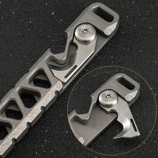 Multi-Functional Pry Bar for Outdoor Survival and Self-Defense Made of TC4 Titanium