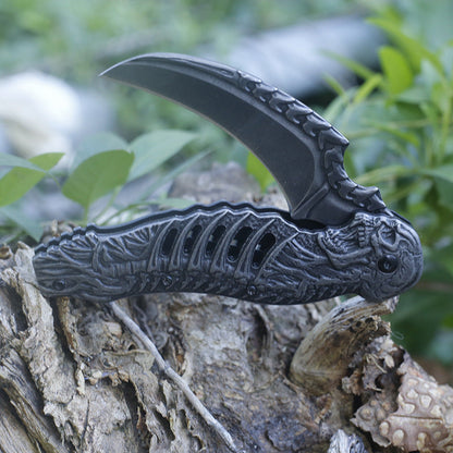 Foldable Blade Knife with Carved Design for Outdoor Tactical and Pocket Use