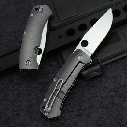 Titanium Alloy Handle Outdoor Knife with D2 Steel Blade for Camping