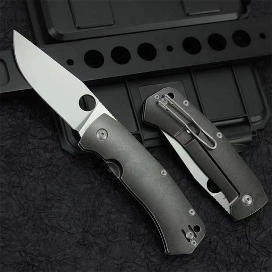 Titanium Alloy Handle Outdoor Knife with D2 Steel Blade for Camping
