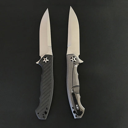 High-Performance Folding Knife with Carbon Fiber and Titanium Blade