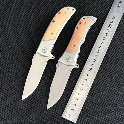 Folding Knife with Durable Wooden Handle for Everyday Self-defense