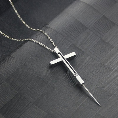Cross EDC Retractable Pocket Knife Necklace for Personal Defense