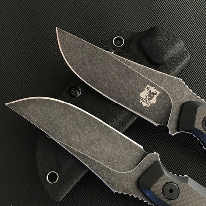 Liome Tactical Straight Knife with G10 and Carbon Fiber Grip for Outdoor Use