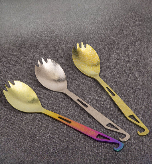 Multi-Functional Titanium Spork with Built-in Bottle Opener for Outdoor Use
