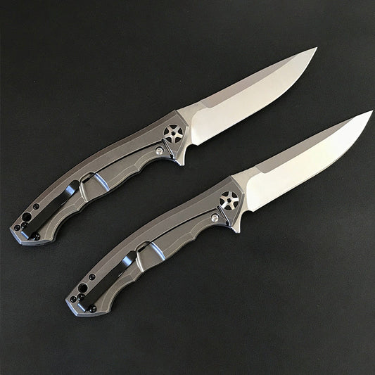 High-Performance Folding Knife with Carbon Fiber and Titanium Blade