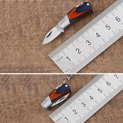 Small Wooden Handle Folding Knife for Keychain Carry