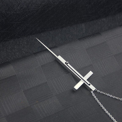 Cross EDC Retractable Pocket Knife Necklace for Personal Defense