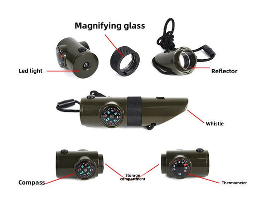 7in1 Wilderness Whistler SOS Beacon for Survival