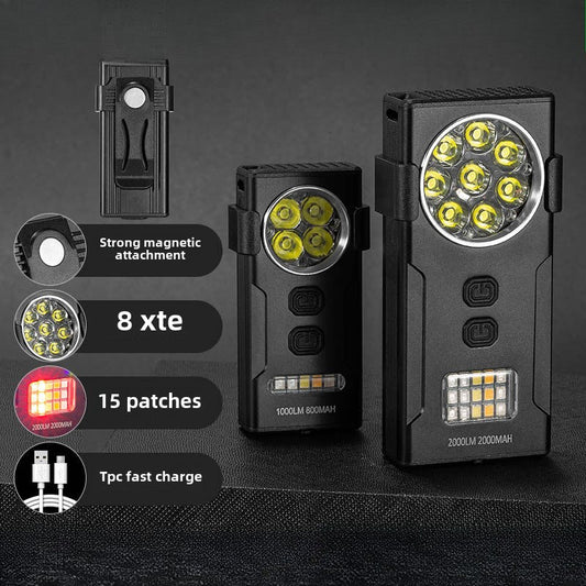 Mini Rechargeable Work Light with Magnetic Clip and Portable LED Keychain